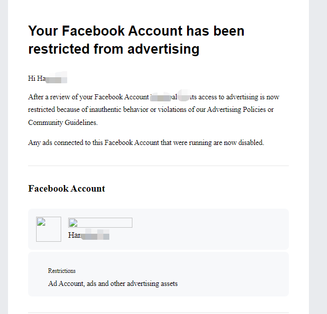 Facebook广告账号被停用 OR被封, 功能受限的申诉方法